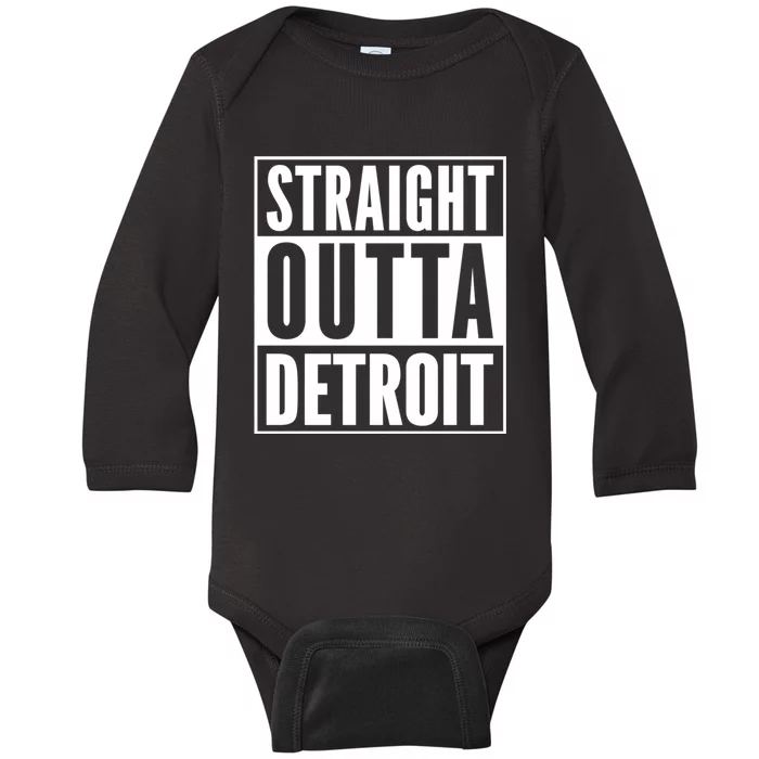 Straight Outta Detroit Vintage Detroit Souvenir Outfit Baby Long Sleeve Bodysuit