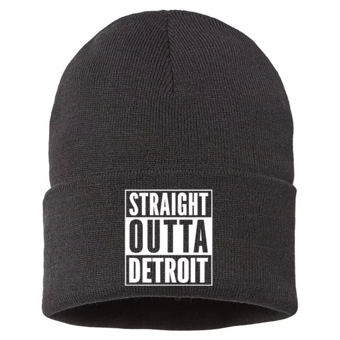 Straight Outta Detroit Vintage Detroit Souvenir Outfit Sustainable Knit Beanie