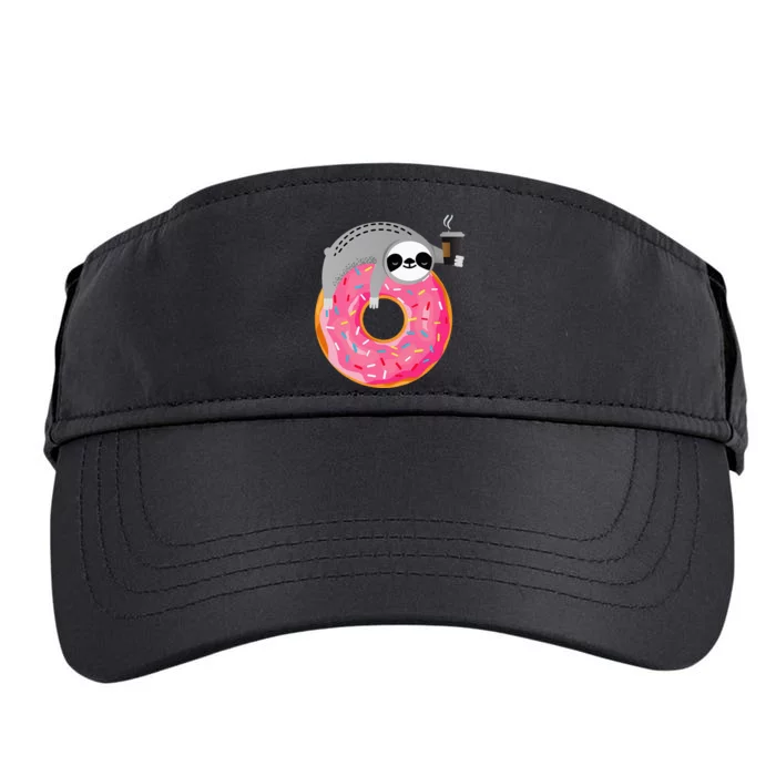 Sloth On Donut With Cup Of Steaming Coffee Adult Drive Performance Visor