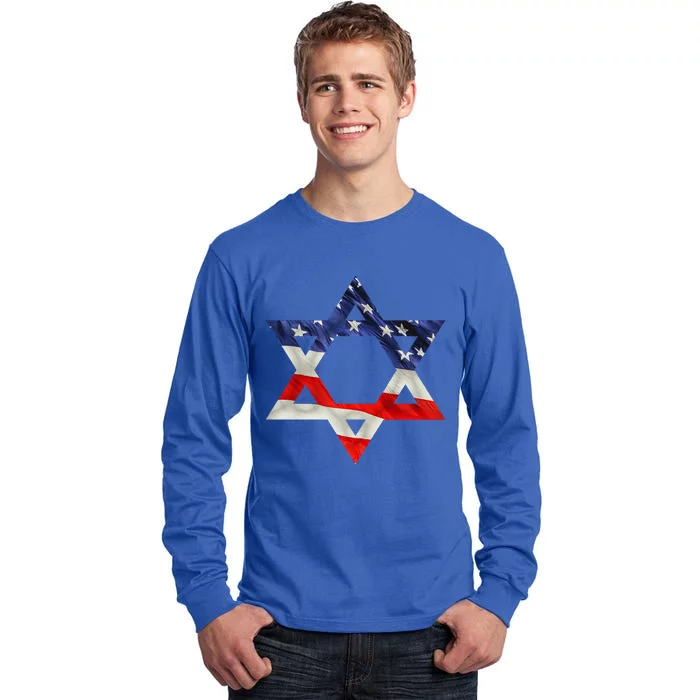 Star Of David American Flag Pro Israel Usa Israeli Jewish Tall Long Sleeve T-Shirt