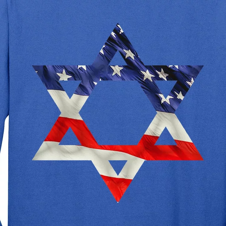 Star Of David American Flag Pro Israel Usa Israeli Jewish Tall Long Sleeve T-Shirt