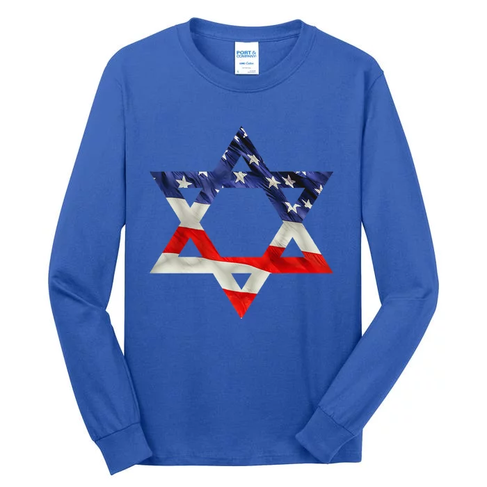 Star Of David American Flag Pro Israel Usa Israeli Jewish Tall Long Sleeve T-Shirt