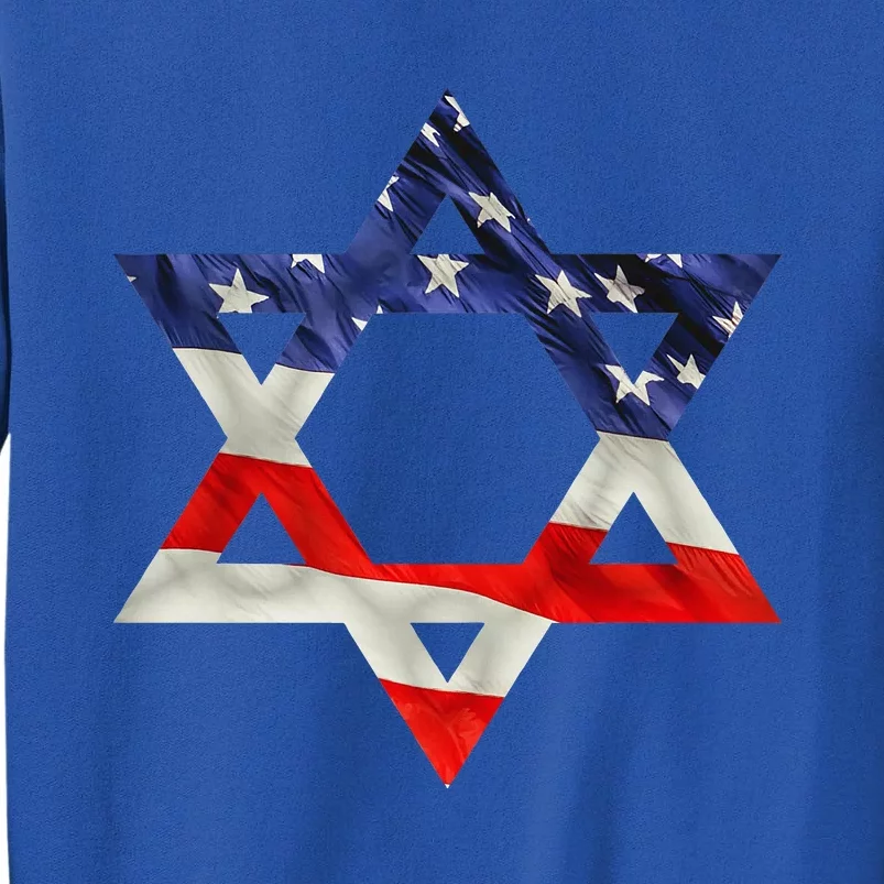 Star Of David American Flag Pro Israel Usa Israeli Jewish Tall Sweatshirt