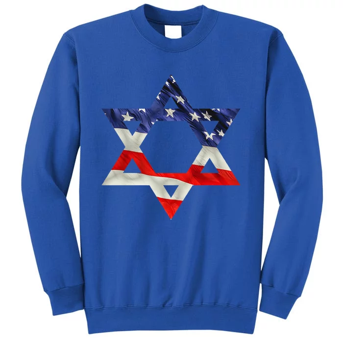 Star Of David American Flag Pro Israel Usa Israeli Jewish Tall Sweatshirt