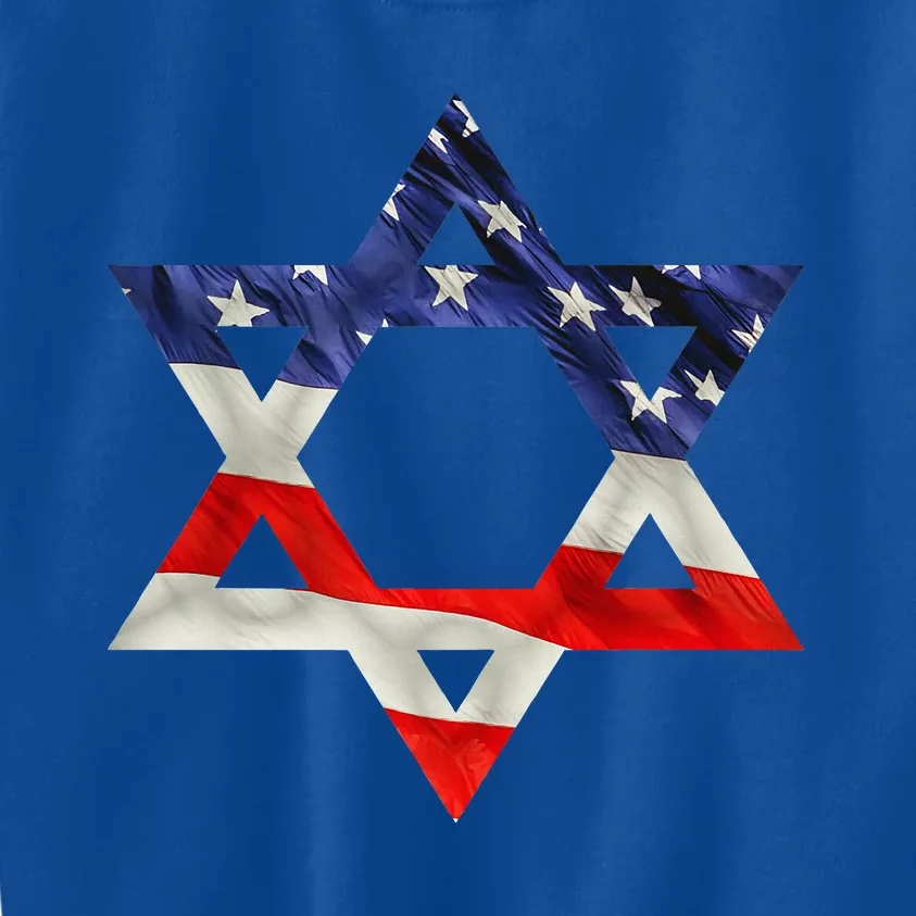 Star Of David American Flag Pro Israel Usa Israeli Jewish Kids Sweatshirt