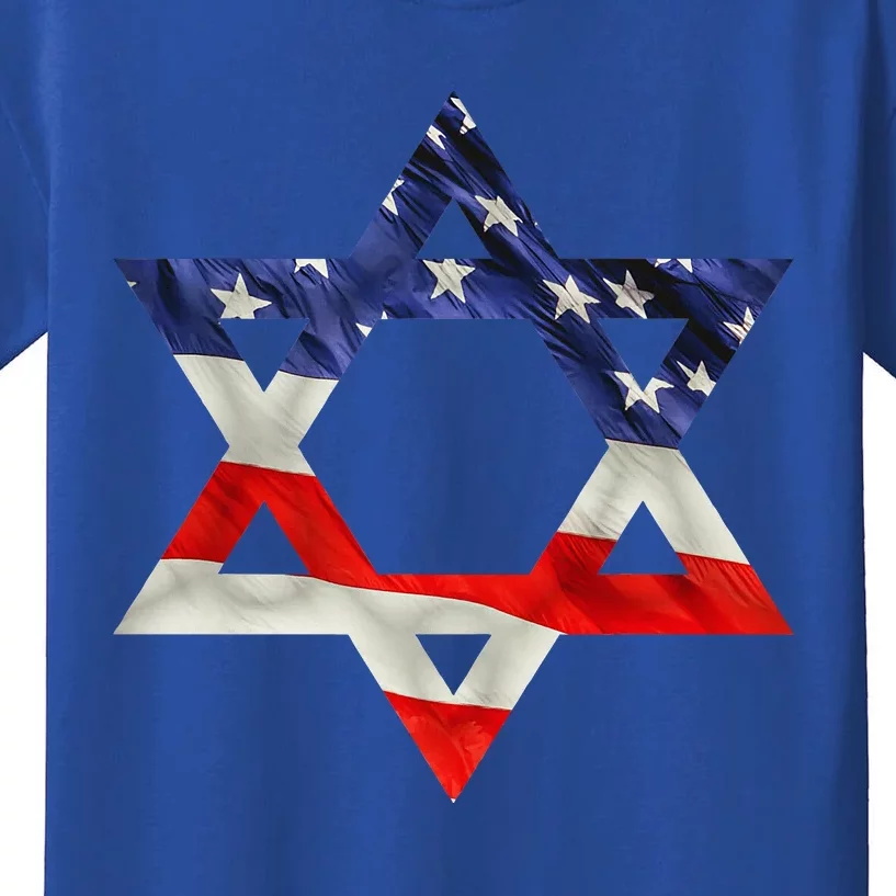 Star Of David American Flag Pro Israel Usa Israeli Jewish Kids T-Shirt