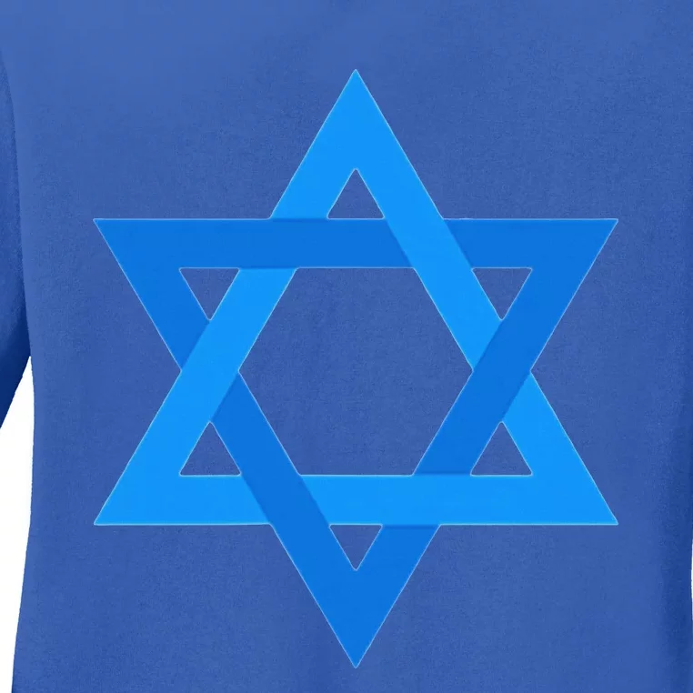 Star Of David Israel Flag Jewish Symbol Ladies Long Sleeve Shirt