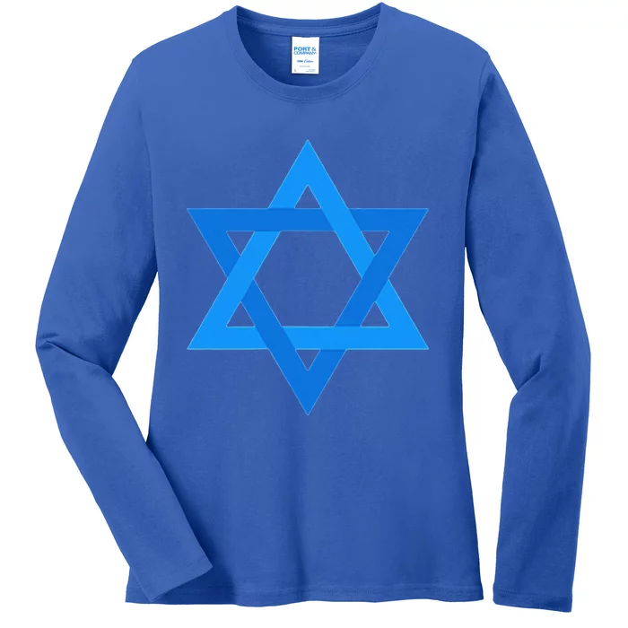 Star Of David Israel Flag Jewish Symbol Ladies Long Sleeve Shirt