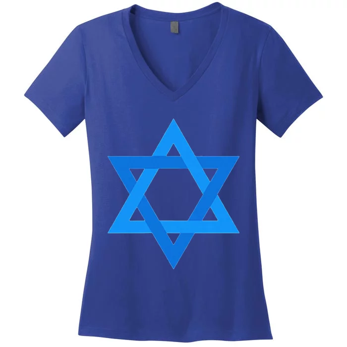 Star Of David Israel Flag Jewish Symbol Women's V-Neck T-Shirt