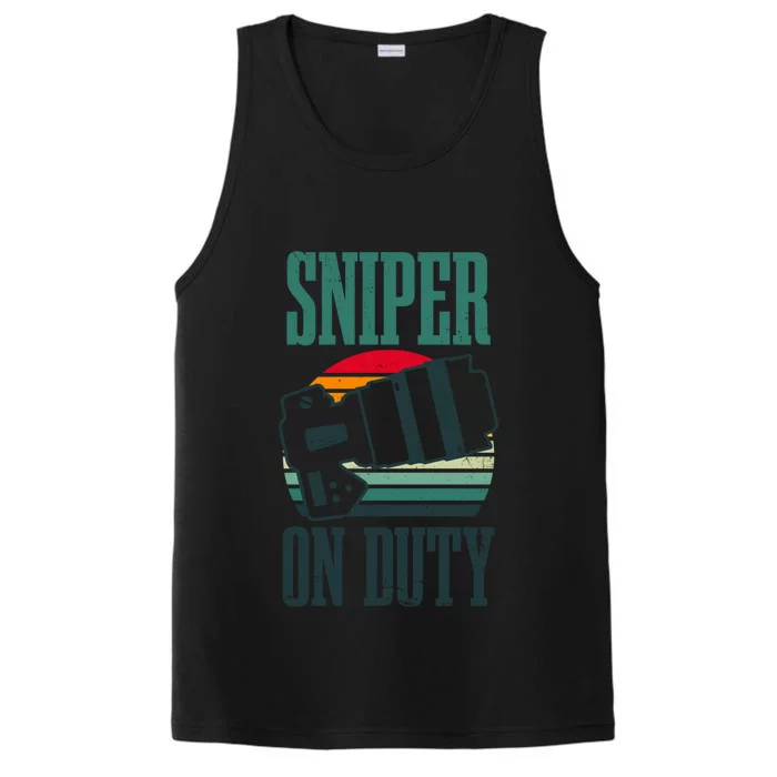 Sniper On Duty Design Bird Photographer Gift Performance Tank