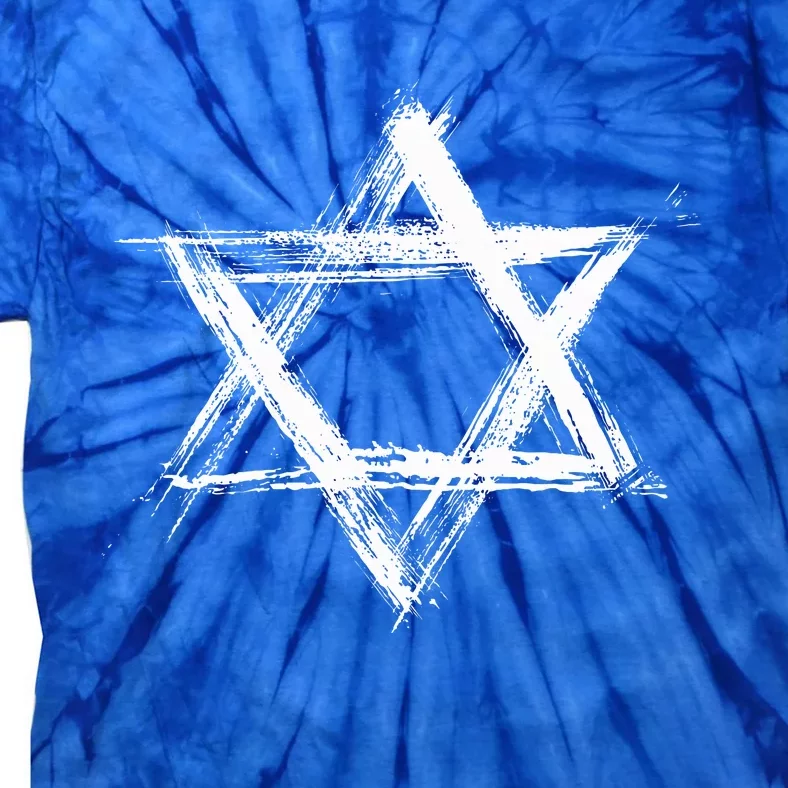 Star of David Pride Israel Jewish Israeli Flag Brush Stroke Tie-Dye T-Shirt