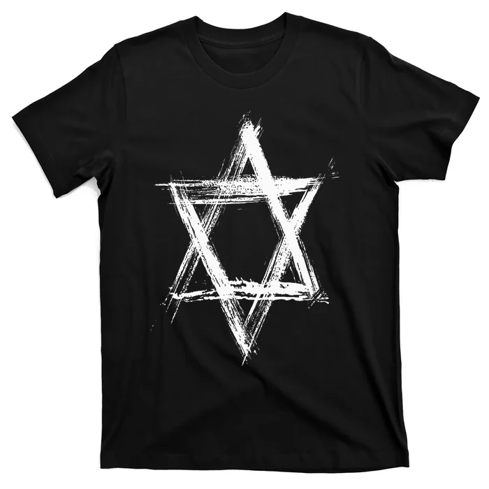 Star of David Pride Israel Jewish Israeli Flag Brush Stroke T-Shirt