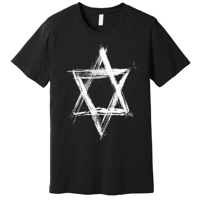 Star of David Pride Israel Jewish Israeli Flag Brush Stroke Premium T-Shirt