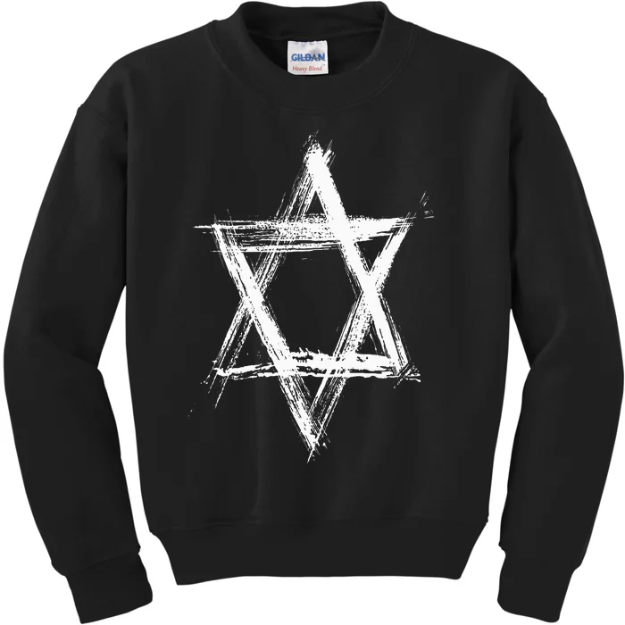 Star of David Pride Israel Jewish Israeli Flag Brush Stroke Kids Sweatshirt