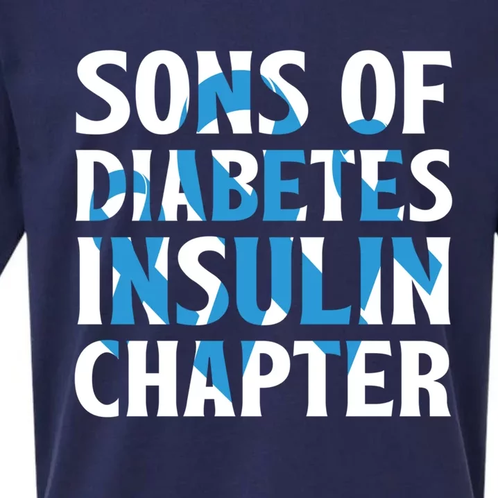 Sons Of Diabetes Insulin Support Riboon Gift Diabetes Awareness Gift Sueded Cloud Jersey T-Shirt