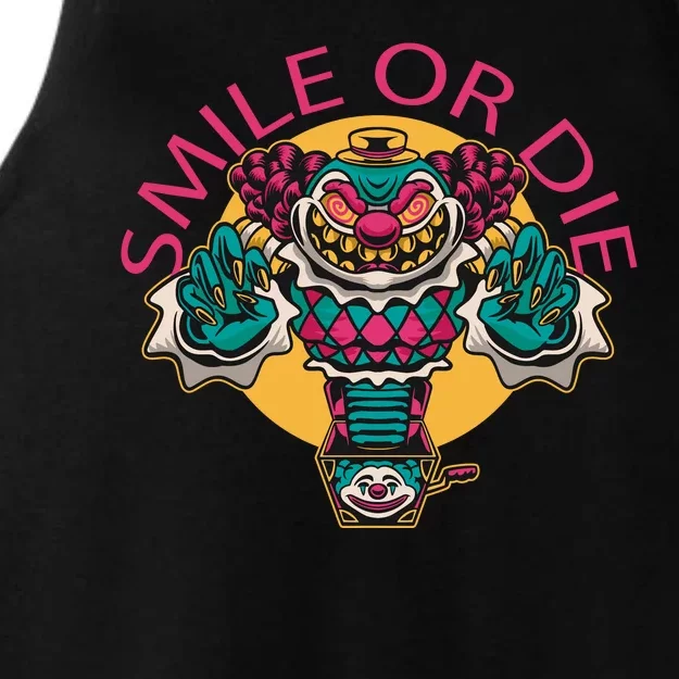 Smile Or Die Scary Clown Ladies Tri-Blend Wicking Tank