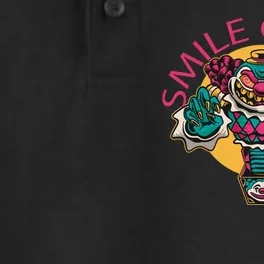 Smile Or Die Scary Clown Dry Zone Grid Performance Polo