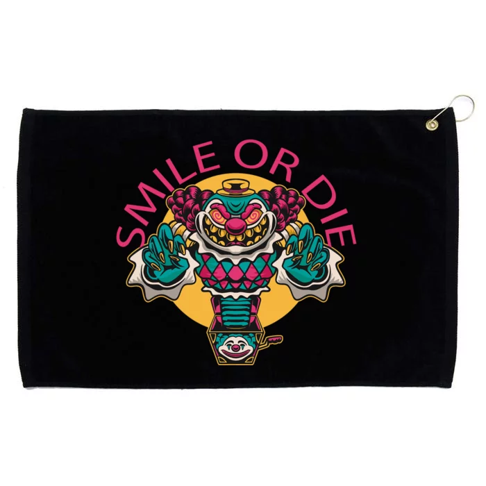 Smile Or Die Scary Clown Grommeted Golf Towel