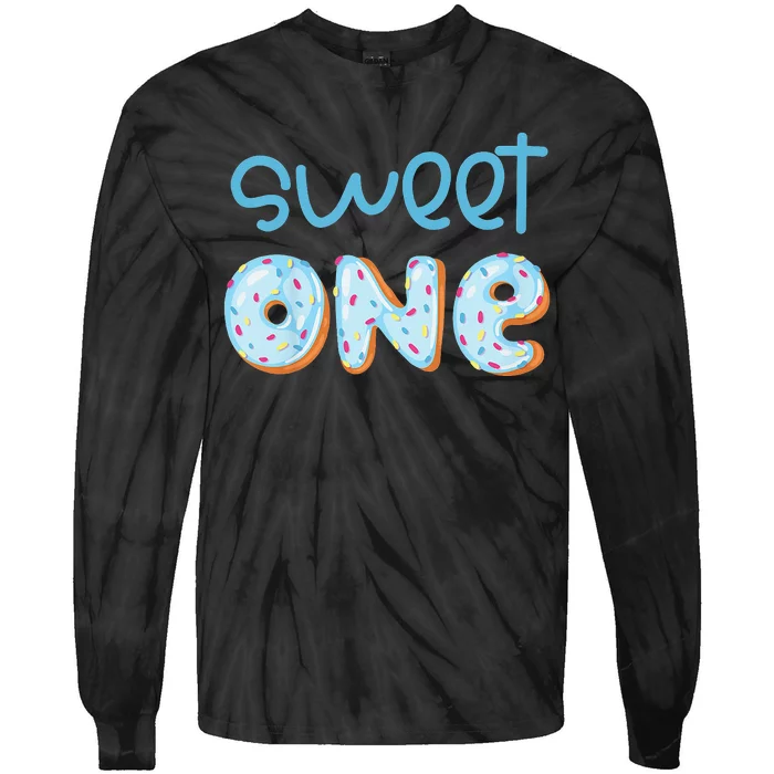 Sweet One Donut 1st Birthday Party Son Turning One Tie-Dye Long Sleeve Shirt