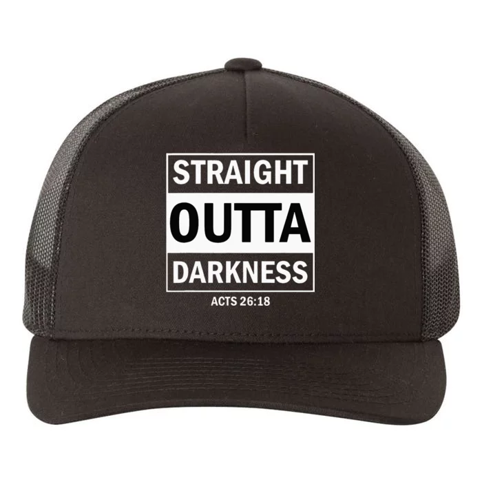 Straight Outta Darkness Biblical Verse Yupoong Adult 5-Panel Trucker Hat