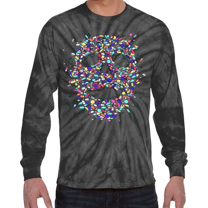 Skull On Drugs Tie-Dye Long Sleeve Shirt