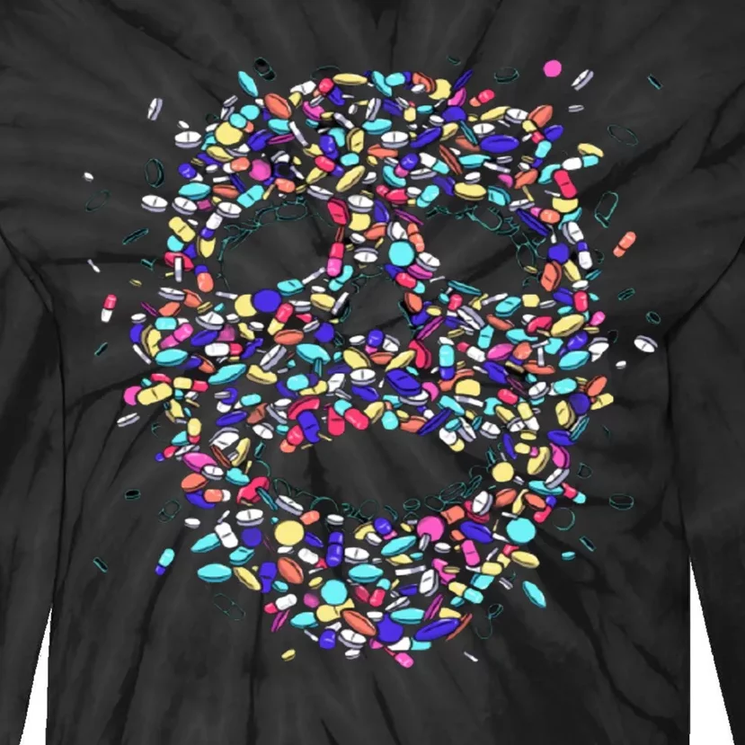 Skull On Drugs Tie-Dye Long Sleeve Shirt