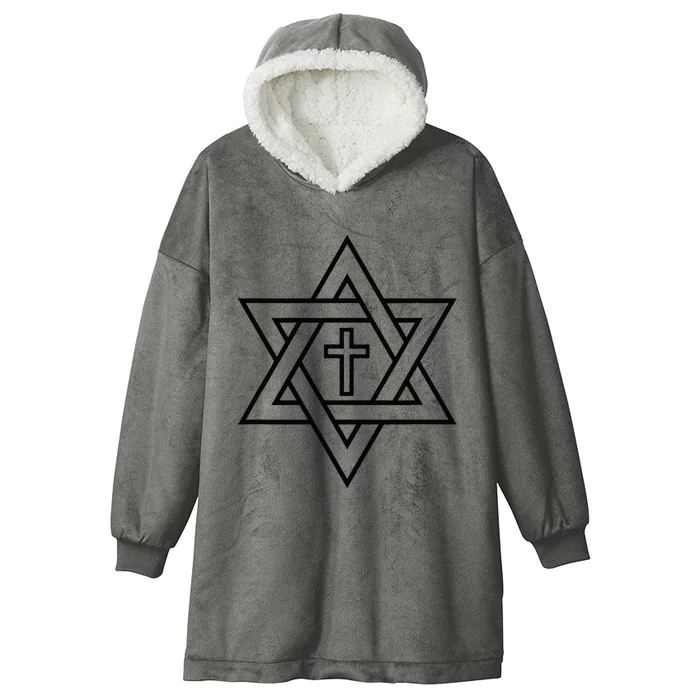 Star Of David With Cross A Gift Hooded Wearable Blanket