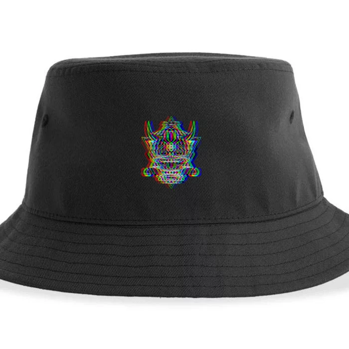 Samurai Oni Demon Mask Bushido Warrior Aesthetic Japanese Sustainable Bucket Hat