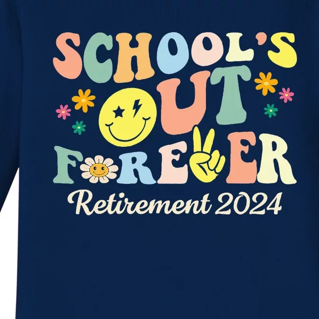 Schools Out Ever S Retired Teacher Retirement 2024 .Png Baby Long Sleeve Bodysuit