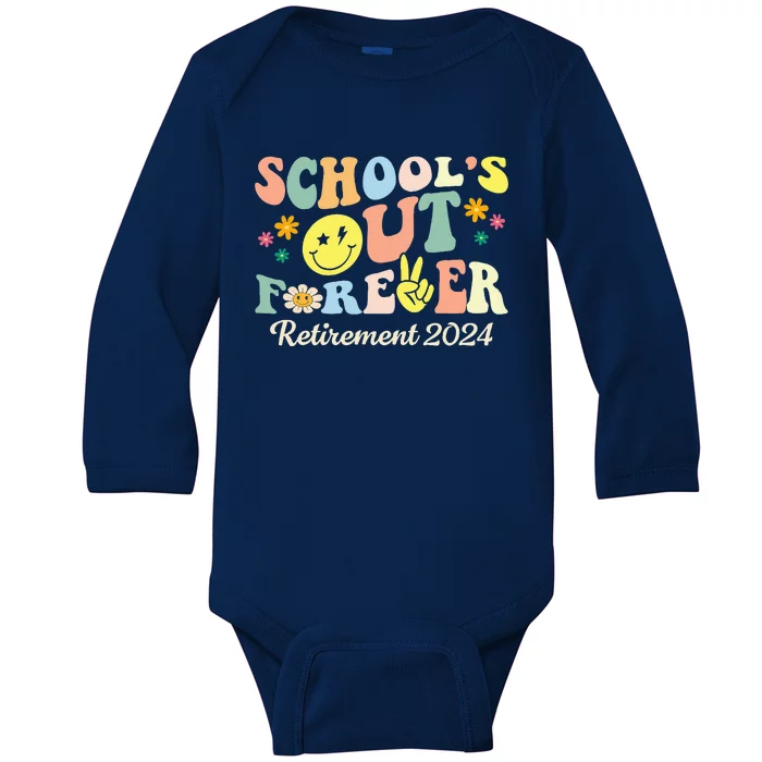 Schools Out Ever S Retired Teacher Retirement 2024 .Png Baby Long Sleeve Bodysuit