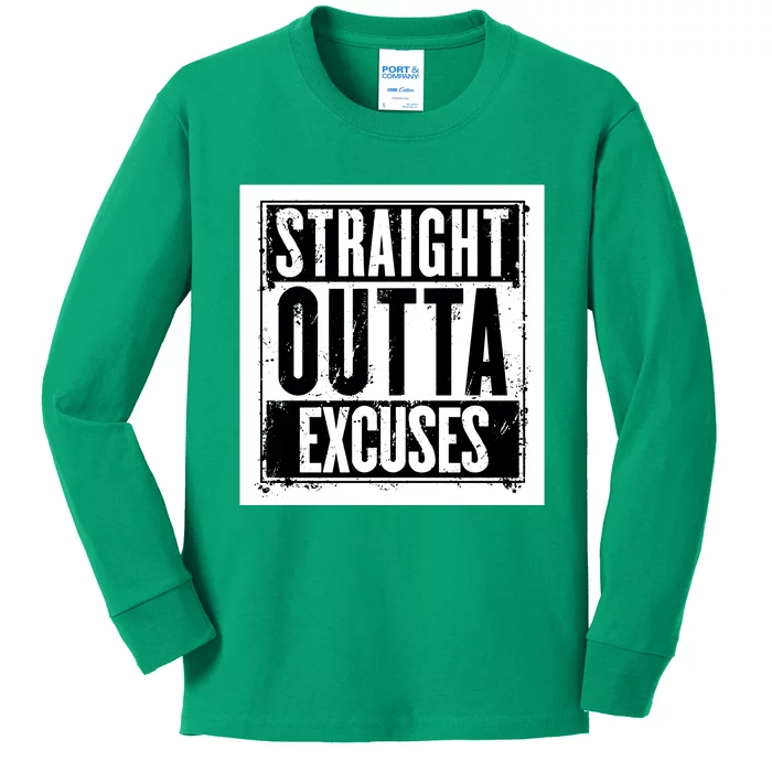 Straight Outta Excuses Kids Long Sleeve Shirt