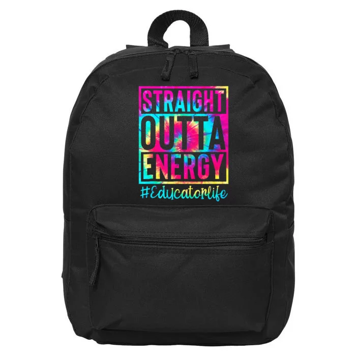 Straight Outta Energy Tie Dye Sunglasses Educator Life 16 in Basic Backpack