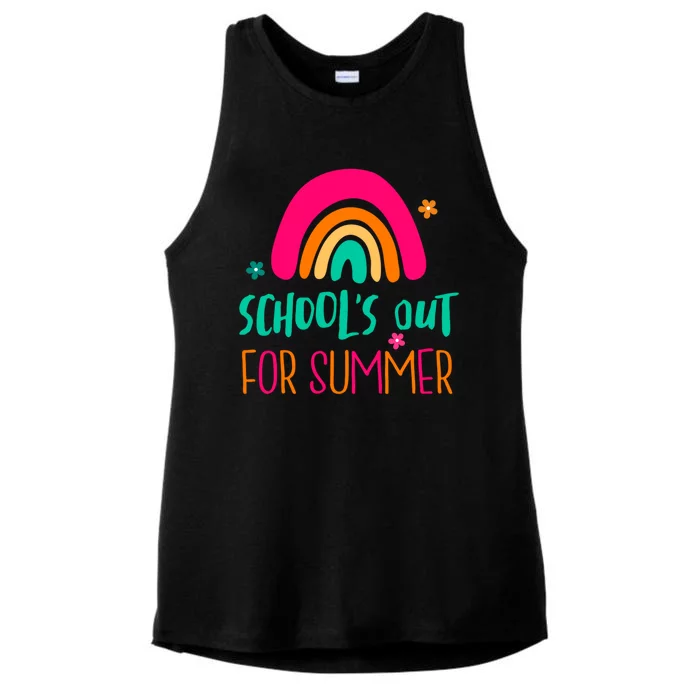 Schools Out For Summer Cute Rainbow Ladies Tri-Blend Wicking Tank