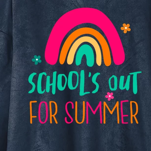 Schools Out For Summer Cute Rainbow Hooded Wearable Blanket