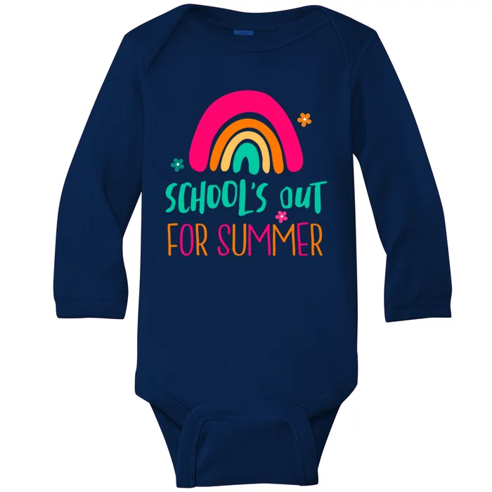 Schools Out For Summer Cute Rainbow Baby Long Sleeve Bodysuit