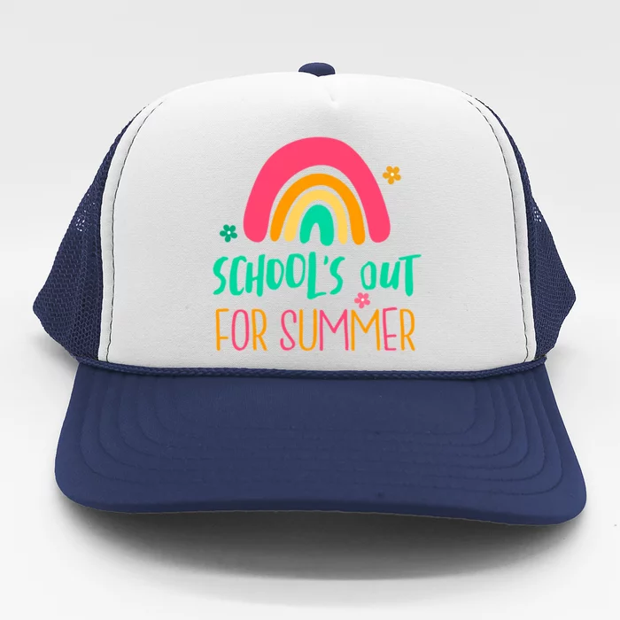 Schools Out For Summer Cute Rainbow Trucker Hat