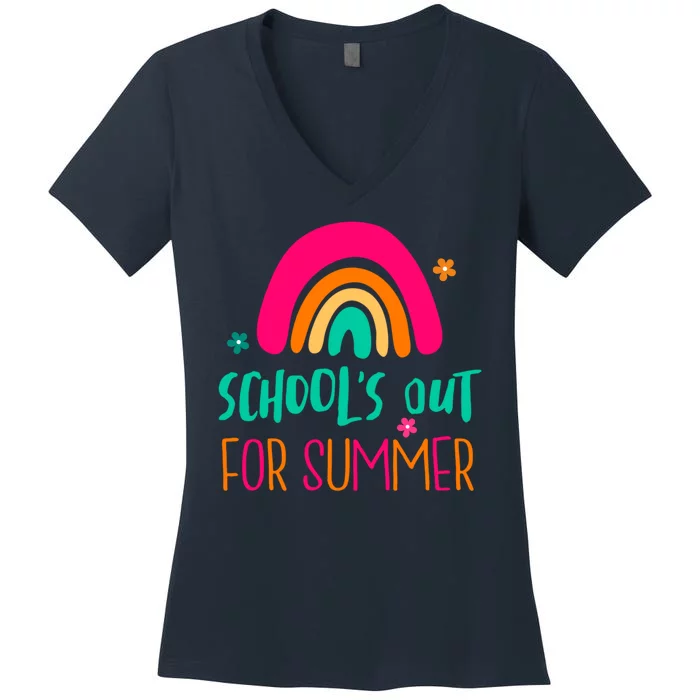 Schools Out For Summer Cute Rainbow Women's V-Neck T-Shirt