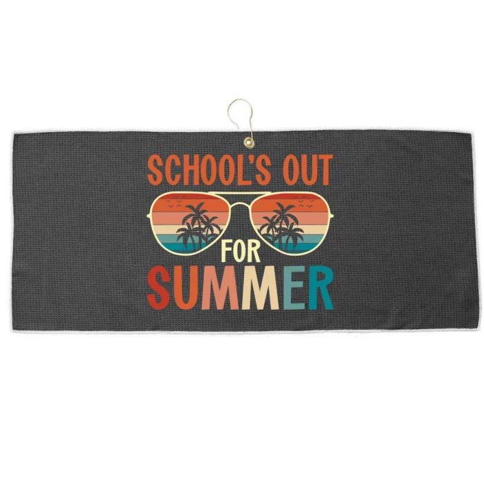 School Out For Summer Retro Last Day Of School Teacher Large Microfiber Waffle Golf Towel