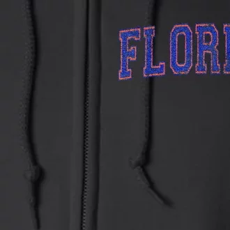 State Of Florida Varsity Blue Weathered Design Full Zip Hoodie