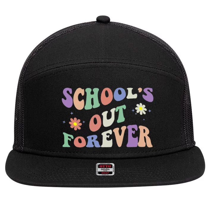 School's Out Forever Teacher Retirement Boho Flower 7 Panel Mesh Trucker Snapback Hat