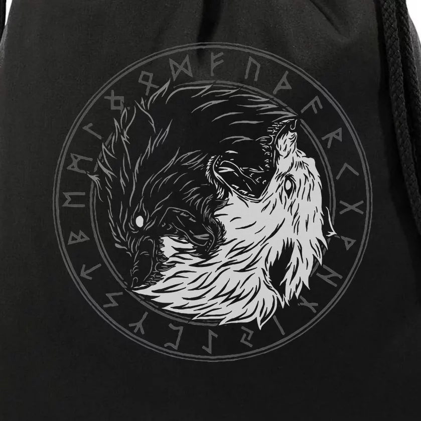 Sons Of Fenrir SköLl And Hati Ying Yang Wolf Drawstring Bag