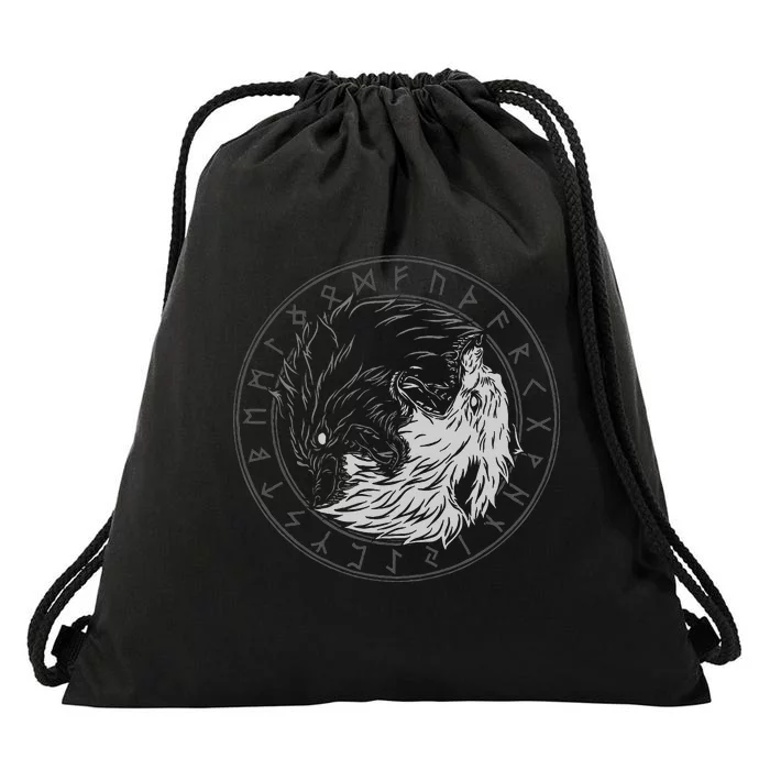 Sons Of Fenrir SköLl And Hati Ying Yang Wolf Drawstring Bag