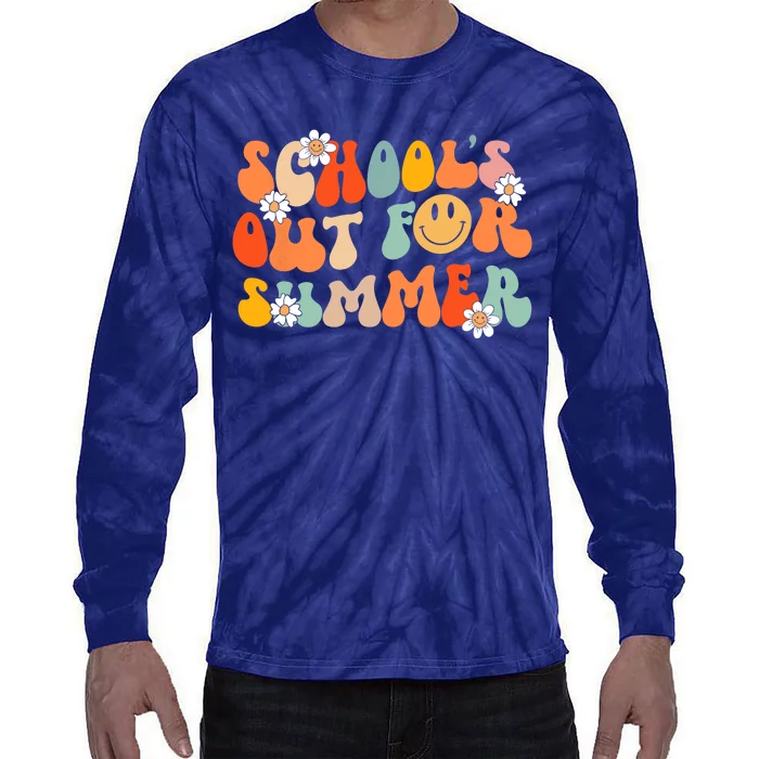 Schools Out For Summer Graduation Teacher Retro Groovy Tie-Dye Long Sleeve Shirt