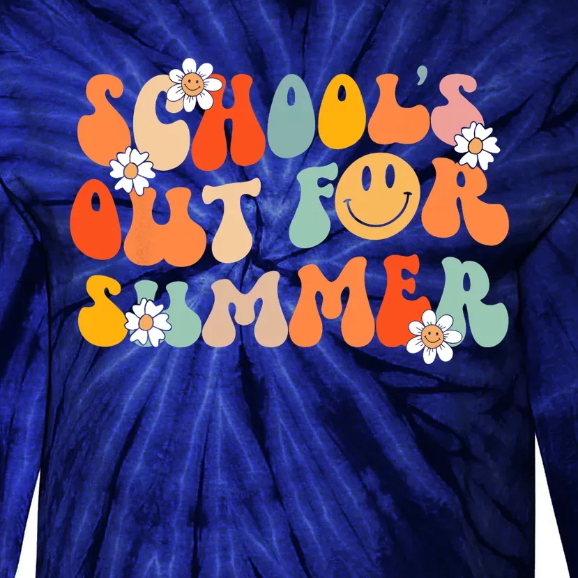 Schools Out For Summer Graduation Teacher Retro Groovy Tie-Dye Long Sleeve Shirt