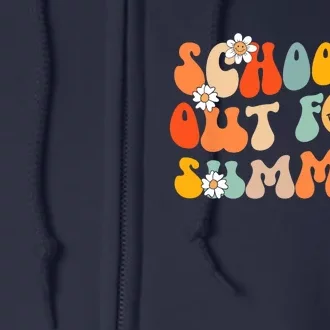 Schools Out For Summer Graduation Teacher Retro Groovy Full Zip Hoodie