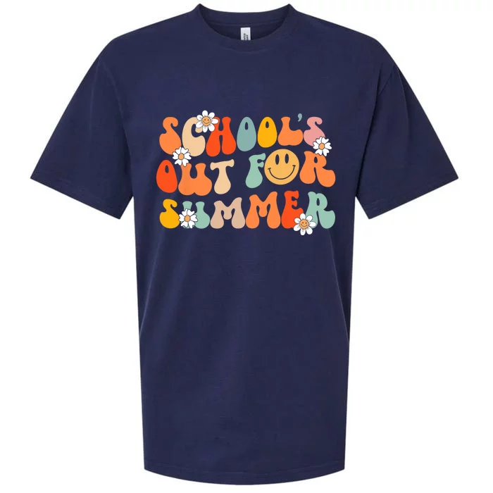 Schools Out For Summer Graduation Teacher Retro Groovy Sueded Cloud Jersey T-Shirt