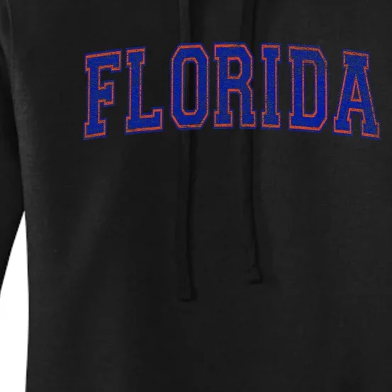 State Of Florida Varsity Blue Weathered Design Women's Pullover Hoodie