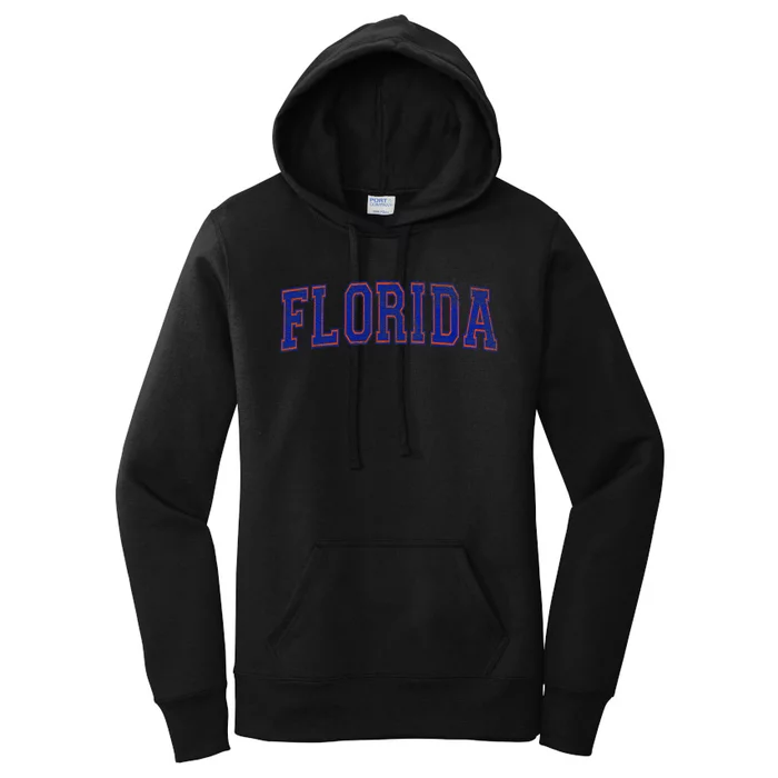 State Of Florida Varsity Blue Weathered Design Women's Pullover Hoodie