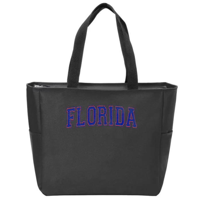 State Of Florida Varsity Blue Weathered Design Zip Tote Bag