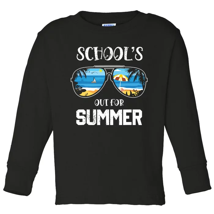 Schools Out For Summer Last Day Of School Student Teacher Toddler Long Sleeve Shirt